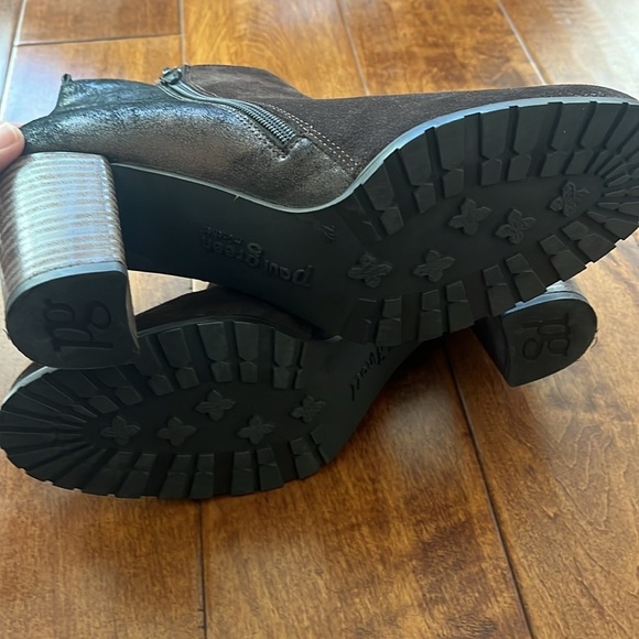 PAUL GREEN Rockin Bootie US 9 Brown Suede Metallic Zipper Ankle Boot Size 7.5 - Picture 8 of 11